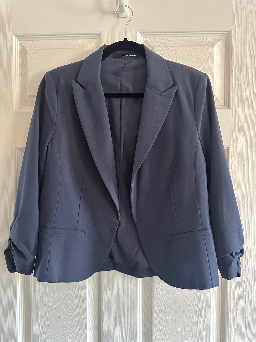 Amanda & Chelsea Slate Blue Women's Blazer with Notched Lapel